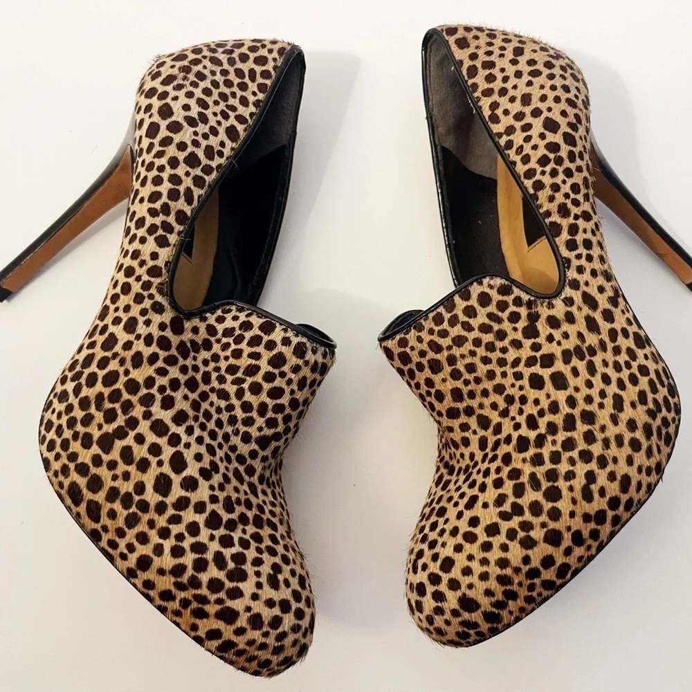 Y2K Ann Taylor Fur Cheetah Print Platform Heels Fall Chic Office Holiday Party